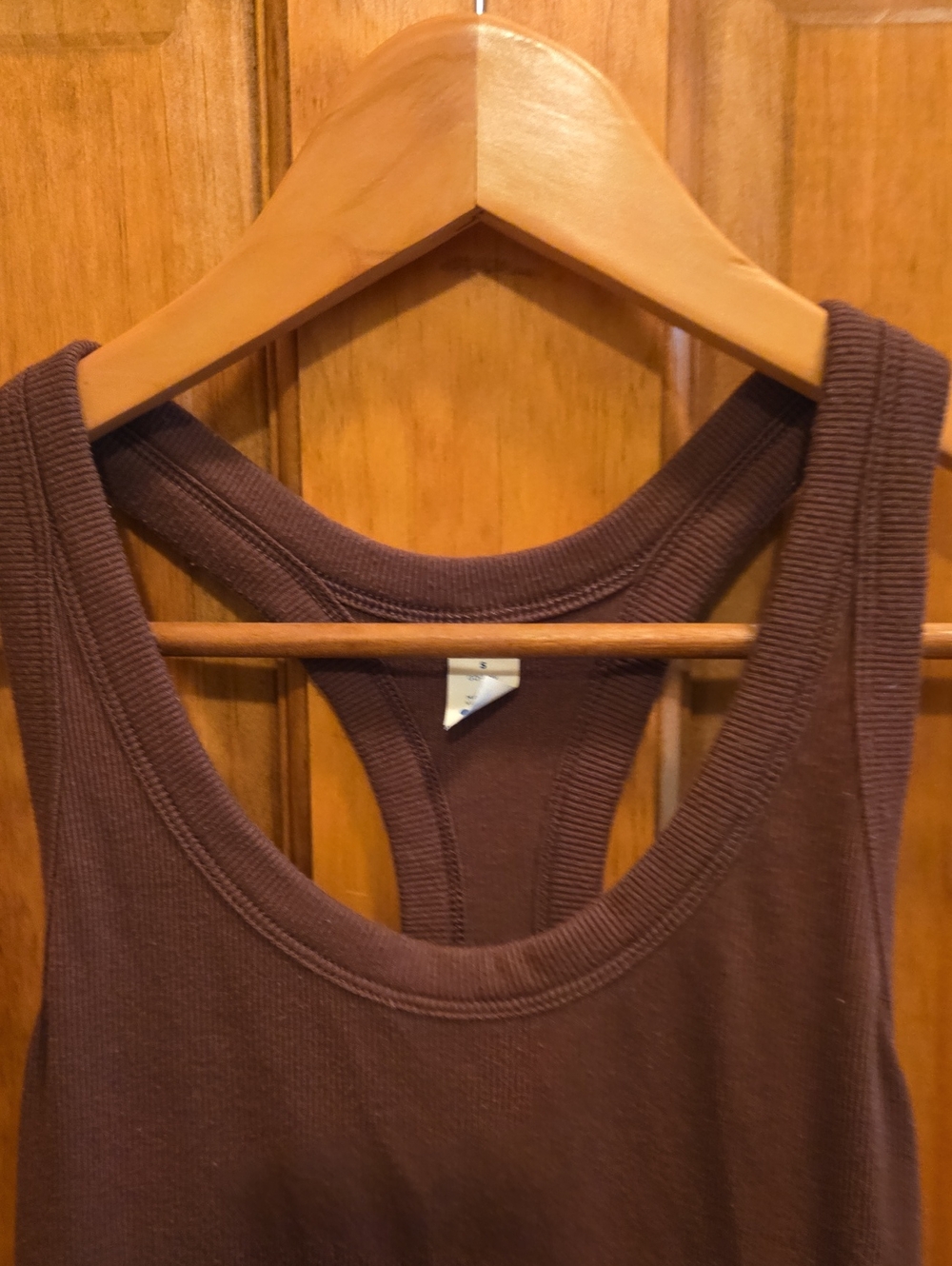 Women’s Ribbed Racerback Tank Top in Brown - Picture 3 of 5